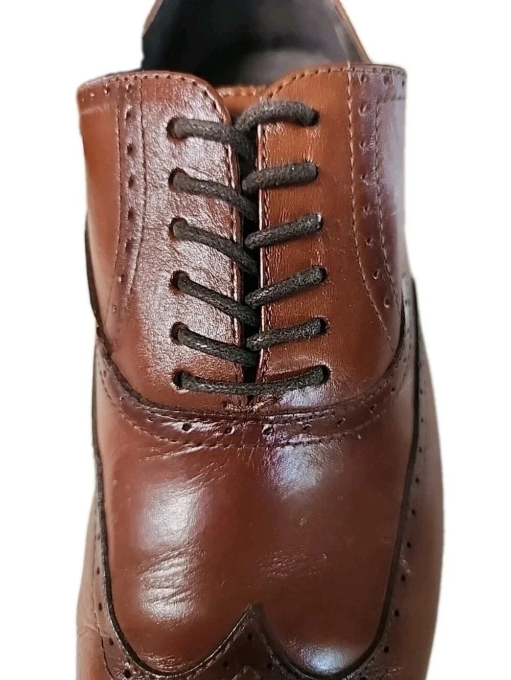 Stacy Adams Men's Dunbar Wingtip Oxford Cognac Leather Brogue Dress Shoe 9